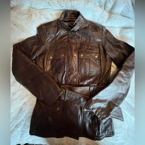Zara Basic leather utility jacket size S